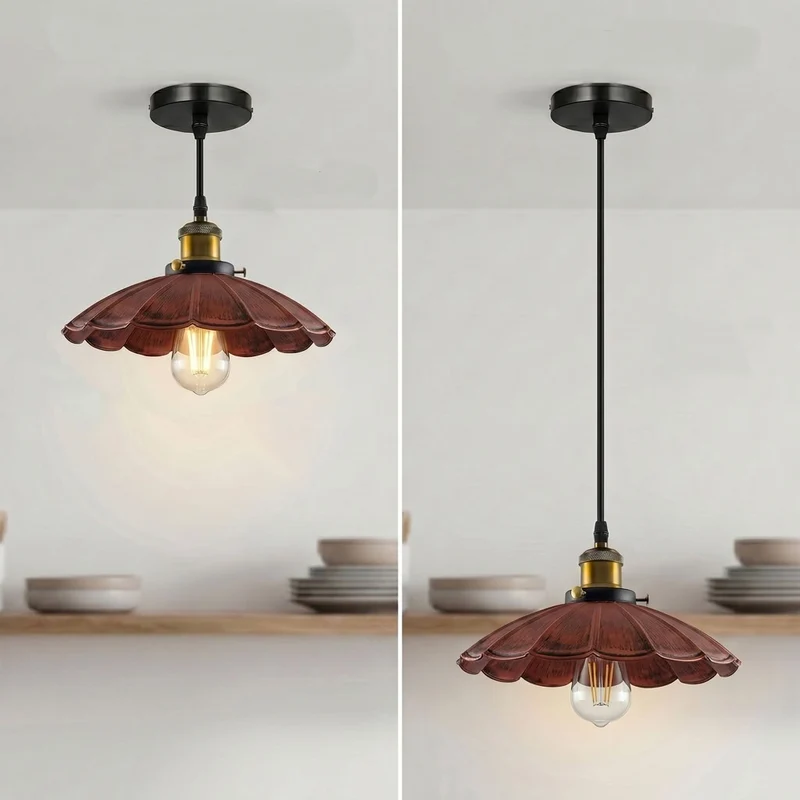 Hängelampe in Blütenform – Vintage Industrie Pendelleuchte | Ø 22cm | E27 ~3582