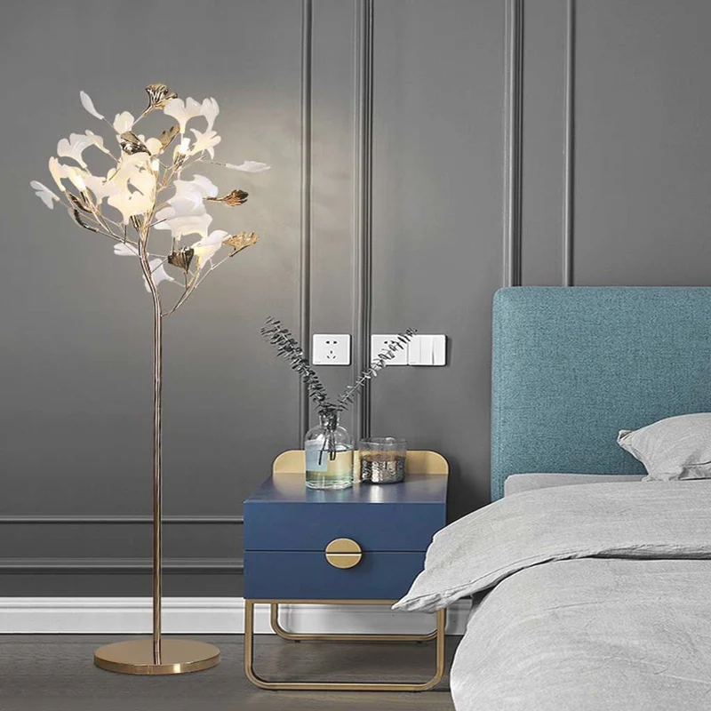 Floor Lamp Nordic Decorative Ceramic Ginkgo Leaves