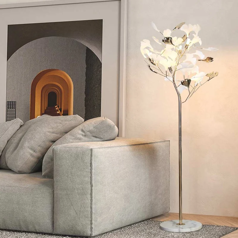 Floor Lamp Nordic Decorative Ceramic Ginkgo Leaves