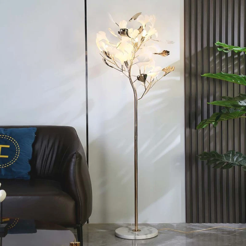 Floor Lamp Nordic Decorative Ceramic Ginkgo Leaves