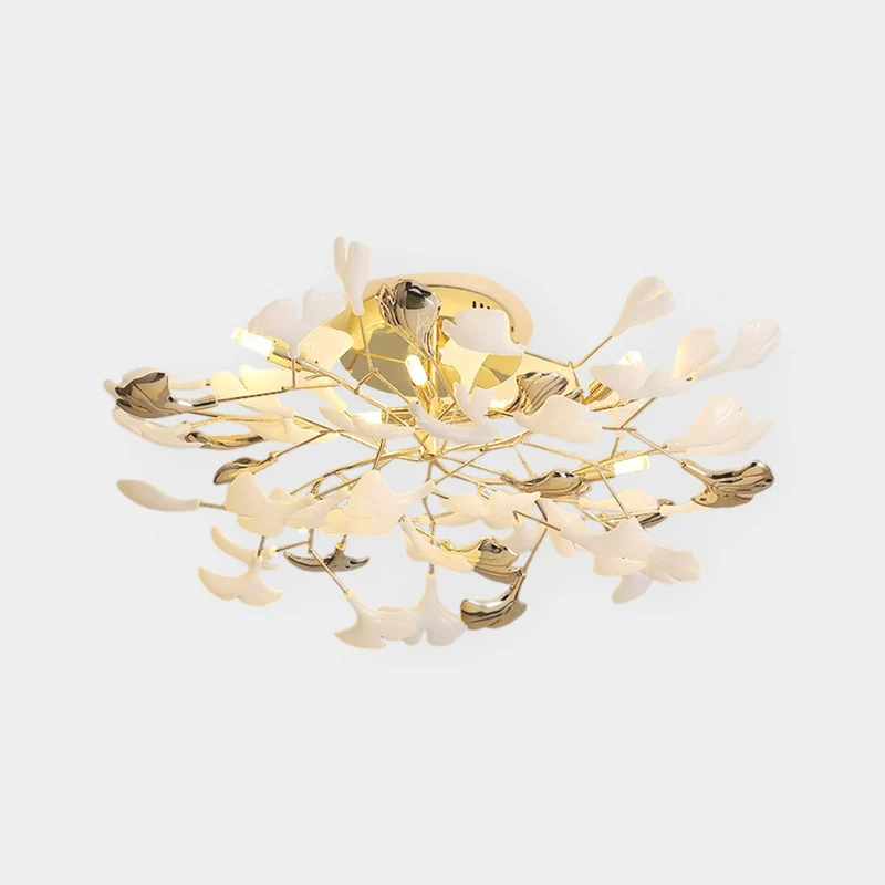 Ceiling Light Modern Art Deco Ceramic Ginkgo Leaves