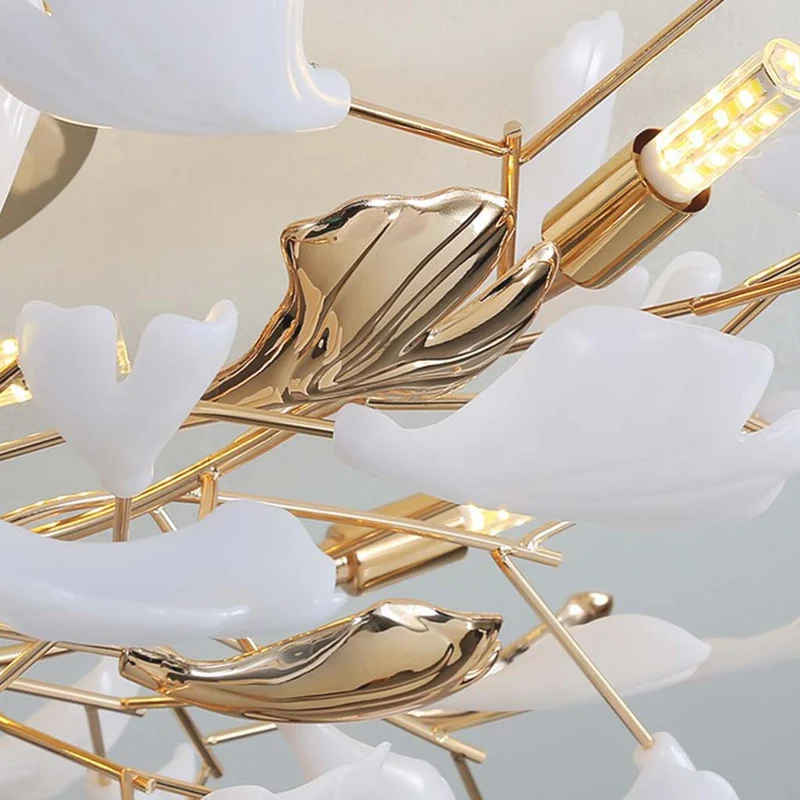 Ceiling Light Modern Art Deco Ceramic Ginkgo Leaves
