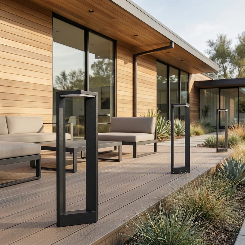 Moderne Stehleuchte aus schwarzem Aluminium für den Garten – Ataraxia