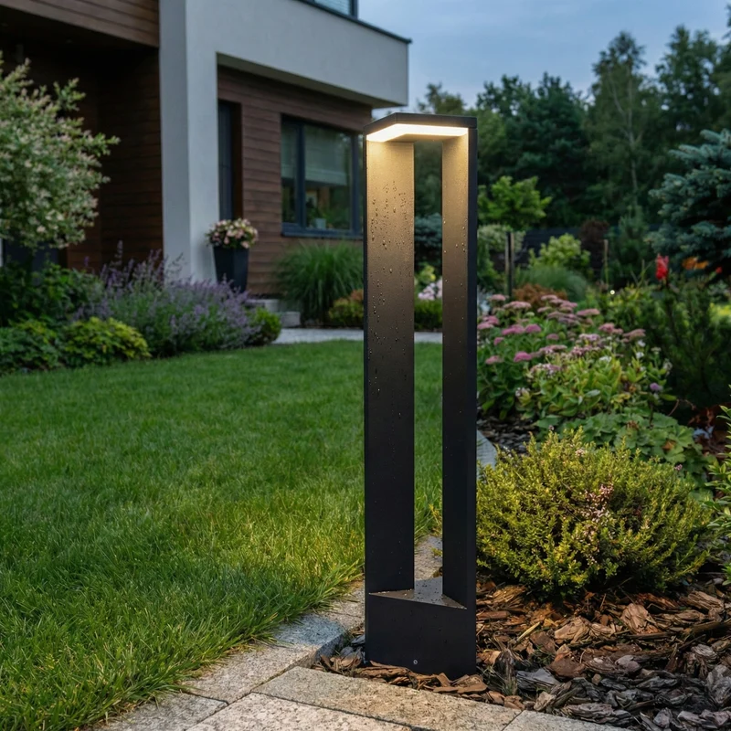 Moderne Stehleuchte aus schwarzem Aluminium für den Garten – Ataraxia