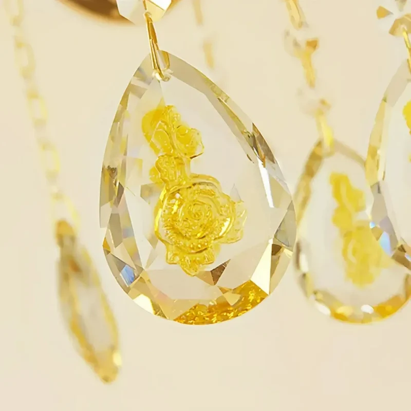 Vintage Kristall Hängekronleuchter Gold für Wohnzimmer