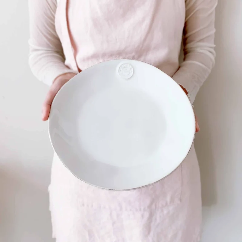 6-er Set Weißer Pastateller aus Steinzeug, 25 cm in Weiß "Porto"