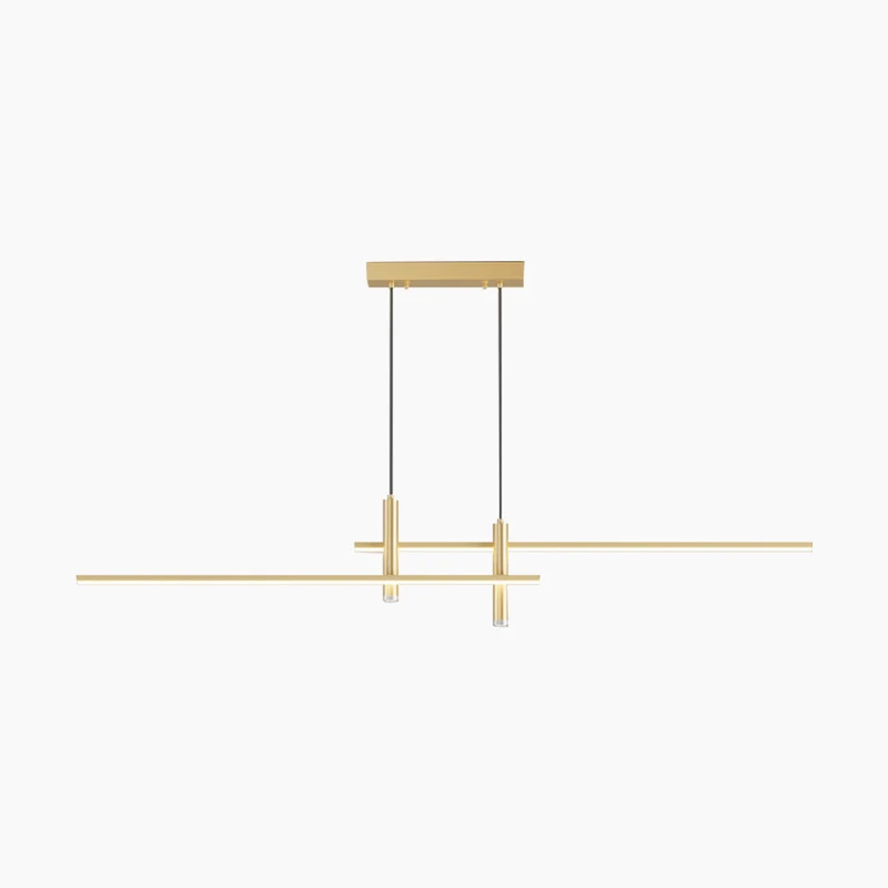 Pendant Light Minimalist Linear LED with Spotlights, Black/Gold