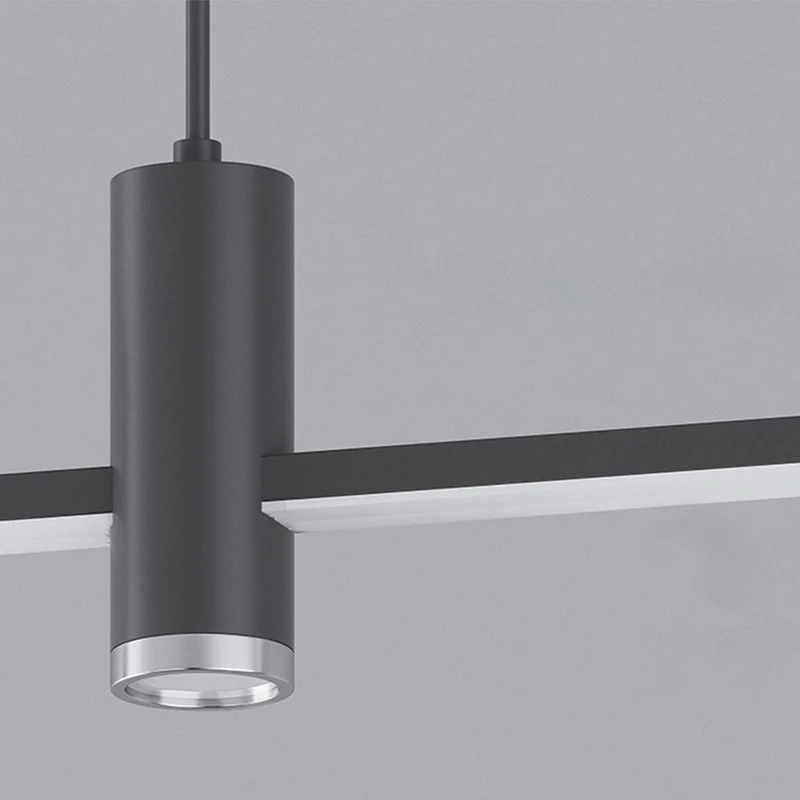 Pendant Light Minimalist Linear LED with Spotlights, Black/Gold