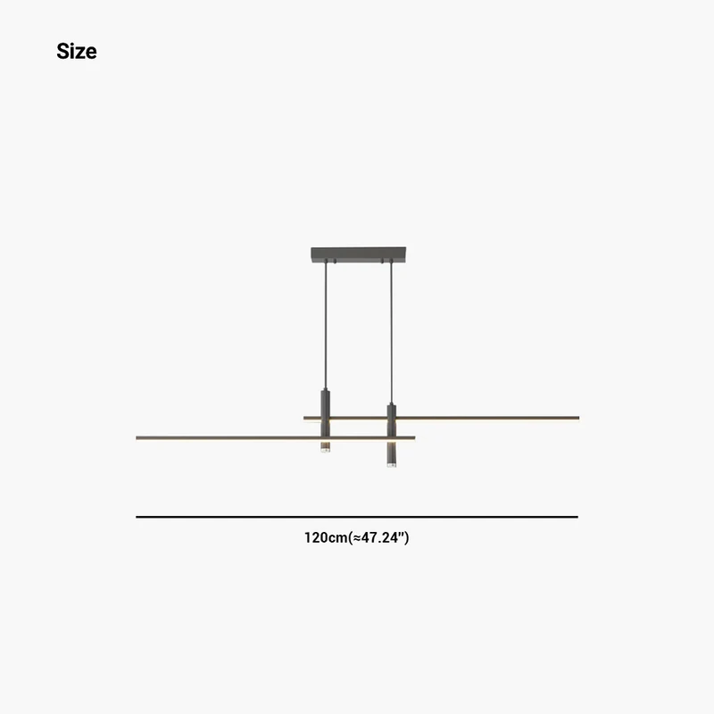Pendant Light Minimalist Linear LED with Spotlights, Black/Gold