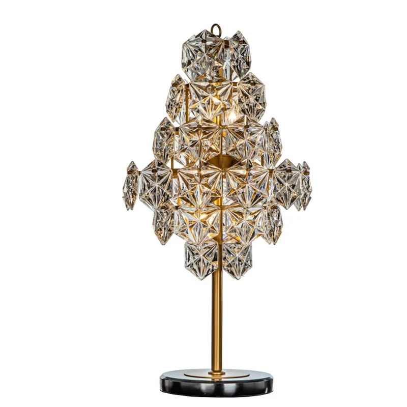Casa Padrino Luxus Kristall Tischleuchte Gold / Schwarz Ø 46 x H. 85 cm - Tischlampe mit Marmorfuß