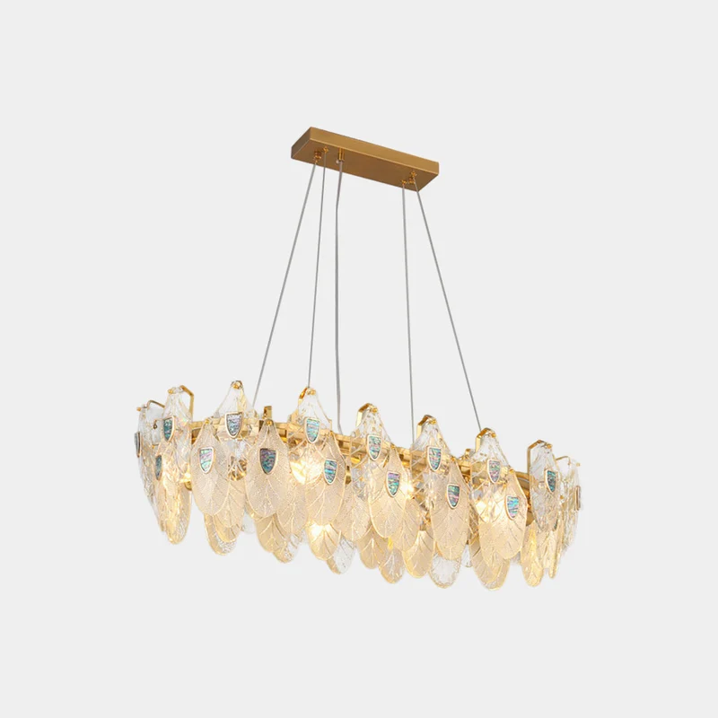 Chandelier Luxurious Crystal Glass Feather, Gold