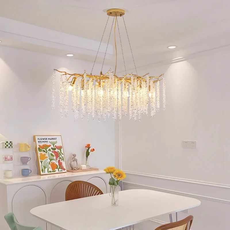 Pendant Chandelier / Flush Mount Ceiling Light Tree Branch Crystal Willow