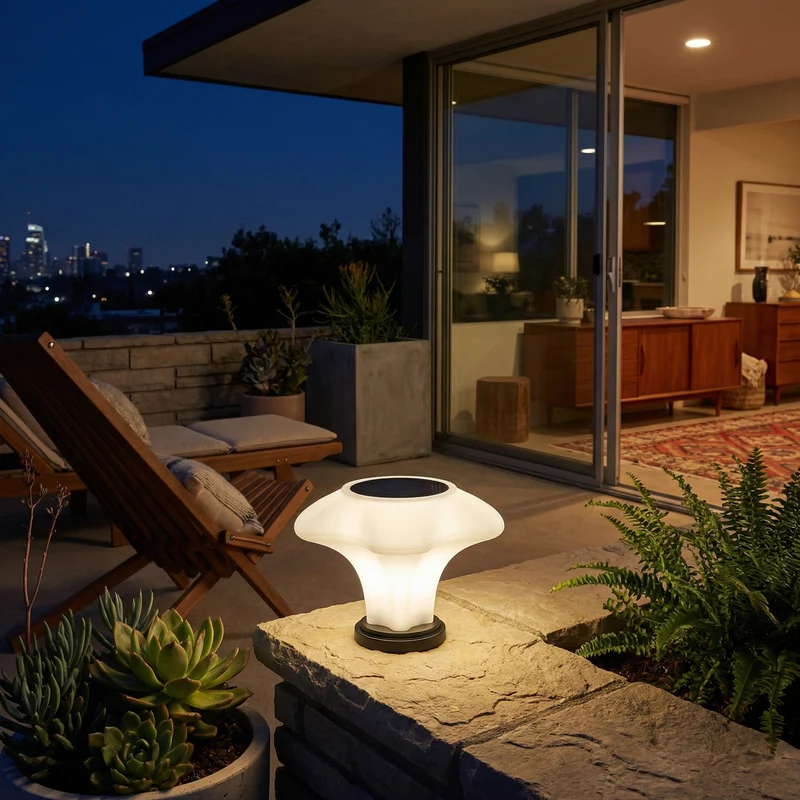 Moderne Solar-Außenlampe aus Edelstahl – Soleris