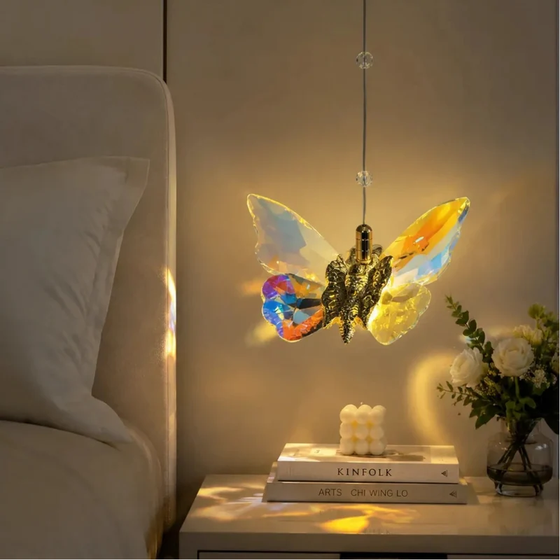 Moderne Schmetterling-Pendelleuchte aus Kristall für Schlafzimmer
