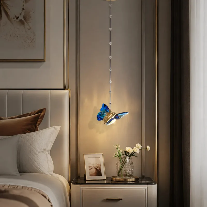 Moderne Schmetterling-Pendelleuchte aus Kristall für Schlafzimmer