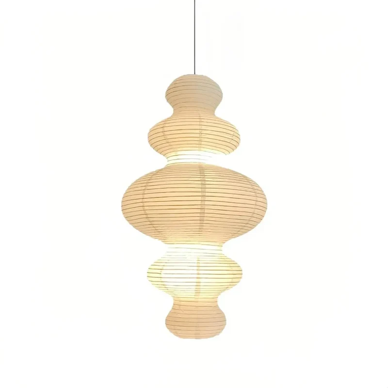 Japanische Reispapier Pendelleuchte im Lampion-Design für Esszimmer Weiß