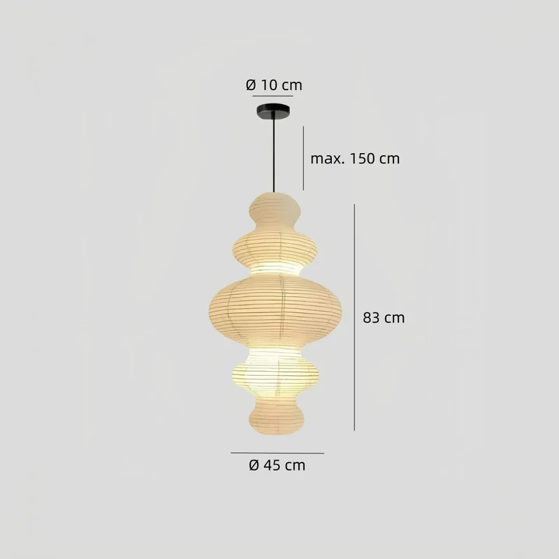 Japanische Reispapier Pendelleuchte im Lampion-Design für Esszimmer Weiß