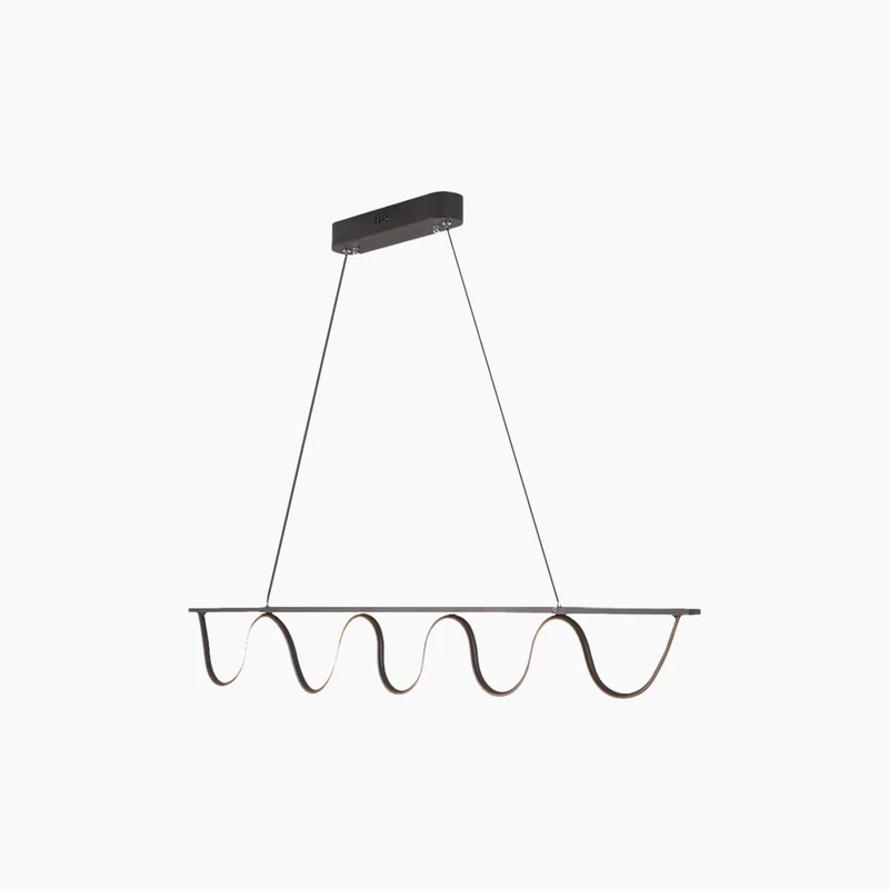 Pendant Light Modern Linear Wavy Dimmable LED Hanging, Black / Gold