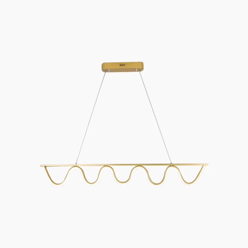 Pendant Light Modern Linear Wavy Dimmable LED Hanging, Black / Gold