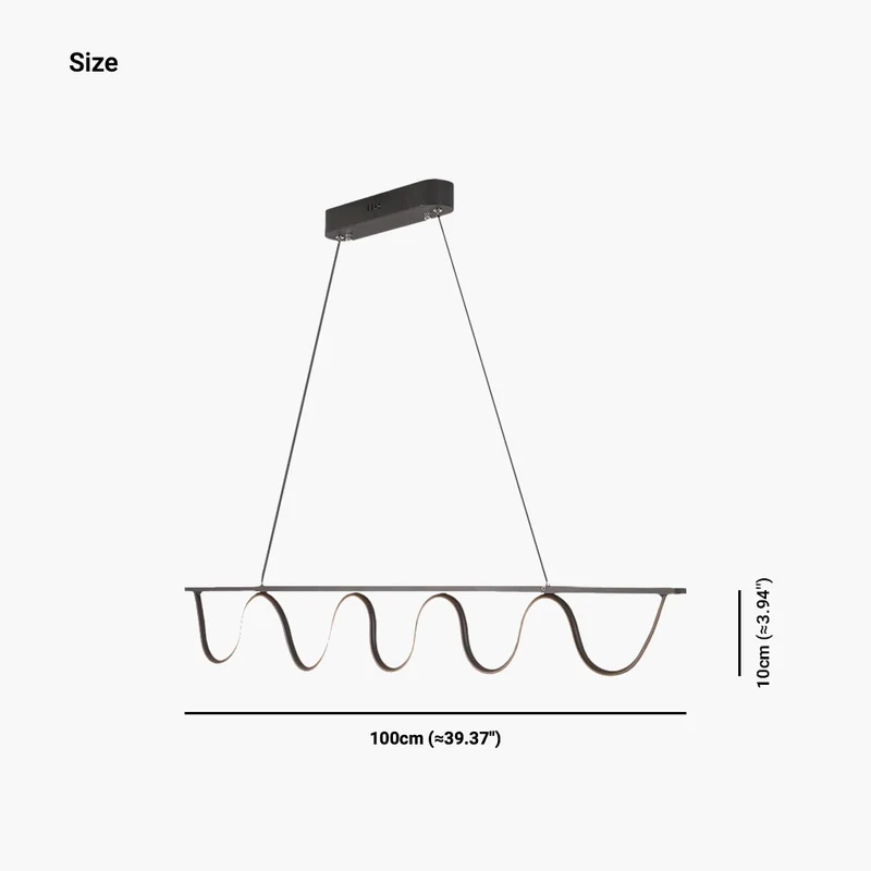 Pendant Light Modern Linear Wavy Dimmable LED Hanging, Black / Gold