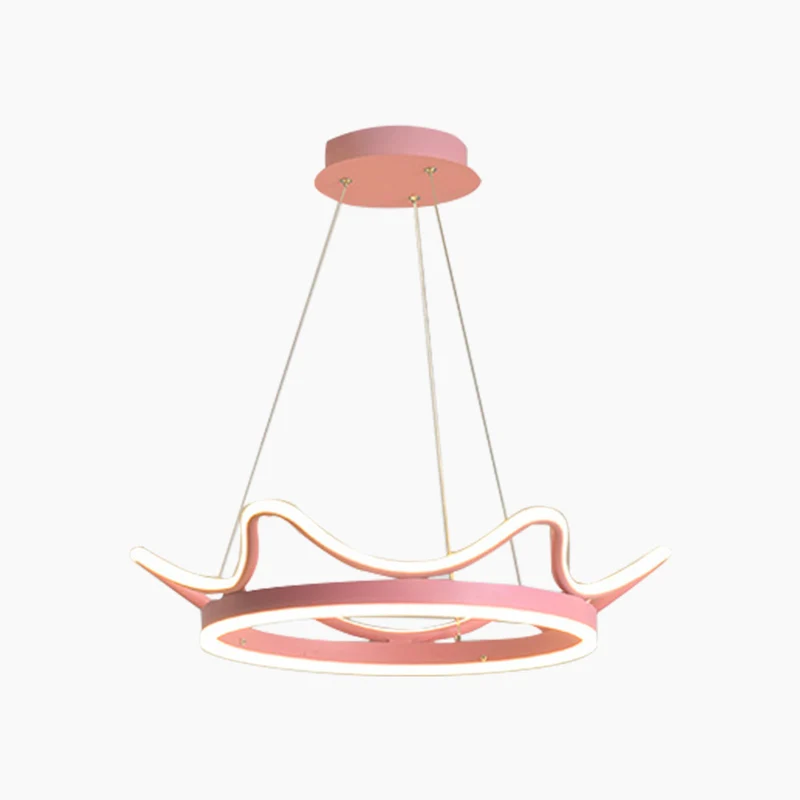 Girls Room Chandelier Light Romantic Crown Dimmable LED, Gold / Pink