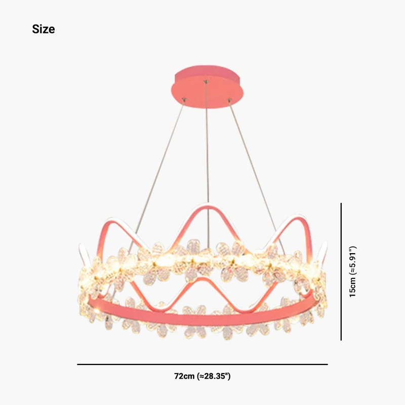 Girls Room Chandelier Light Romantic Crown Dimmable LED, Gold / Pink