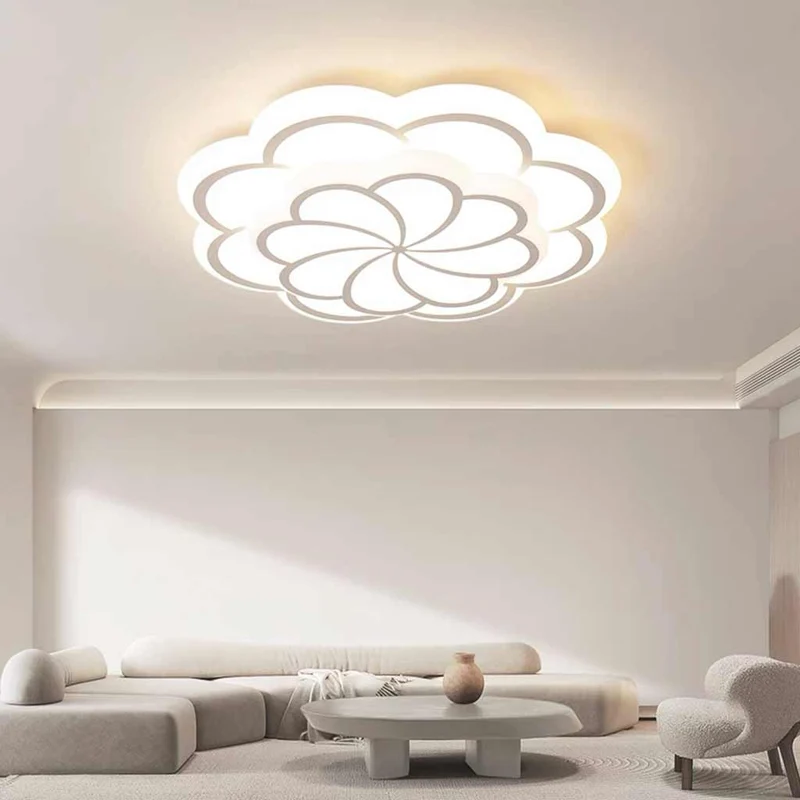 Flush Mount Ceiling Light Decorative Flower, White