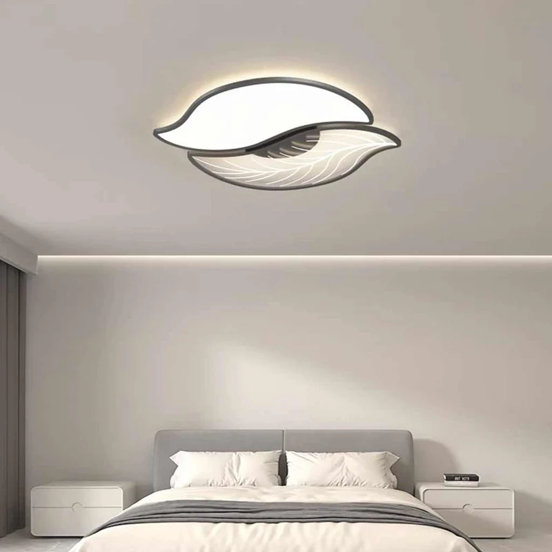 Flush Mount Ceiling Light Unique Leaf LED Dimmable, White/Black