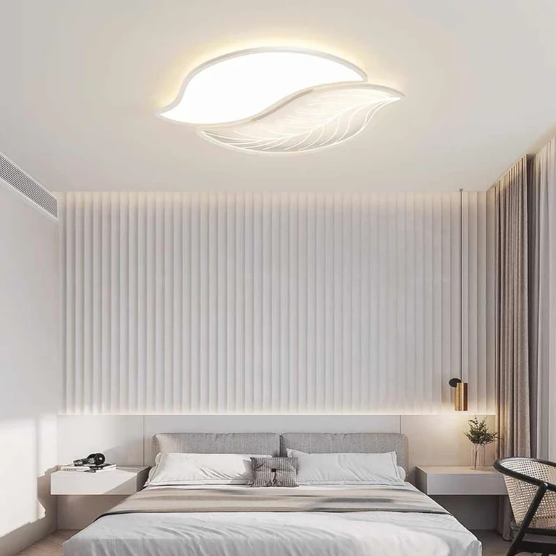 Flush Mount Ceiling Light Unique Leaf LED Dimmable, White/Black