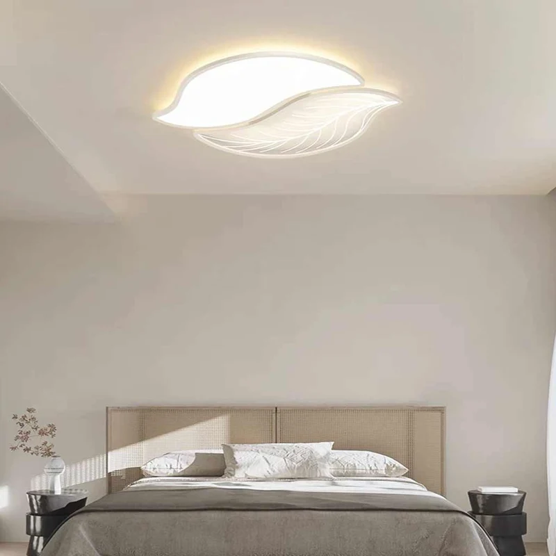 Flush Mount Ceiling Light Unique Leaf LED Dimmable, White/Black
