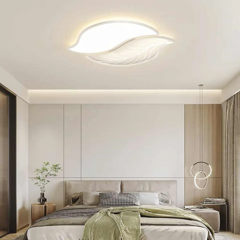 Flush Mount Ceiling Light Unique Leaf LED Dimmable, White/Black