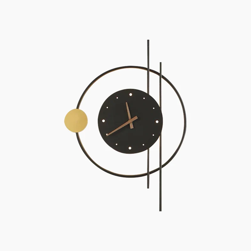 Mute Wall Clock LED Light Decorative, Black / Gold