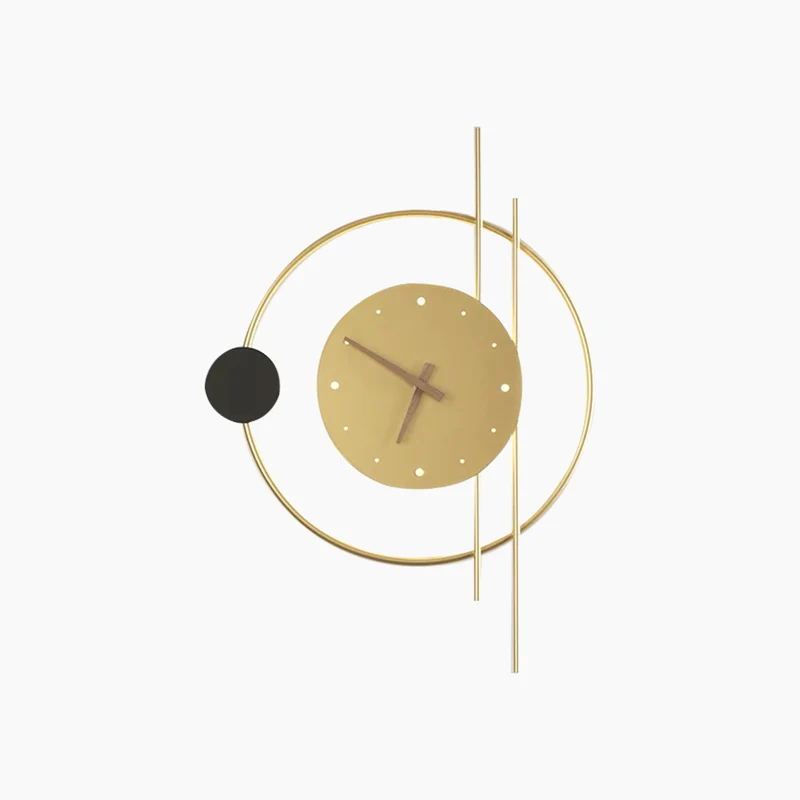 Mute Wall Clock LED Light Decorative, Black / Gold