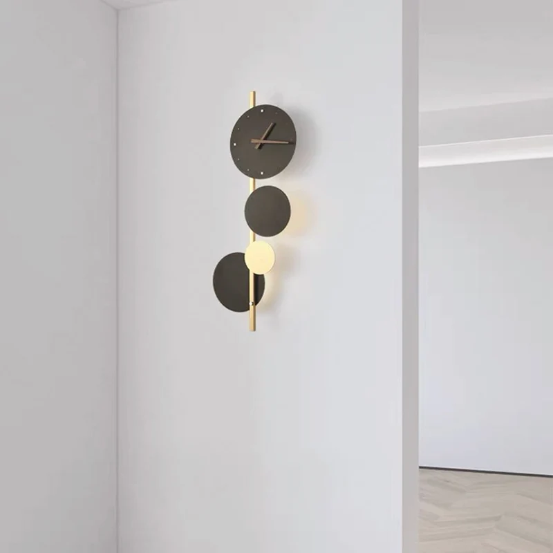 Wall Clock LED Light Modern Art Deco, Black & Gold