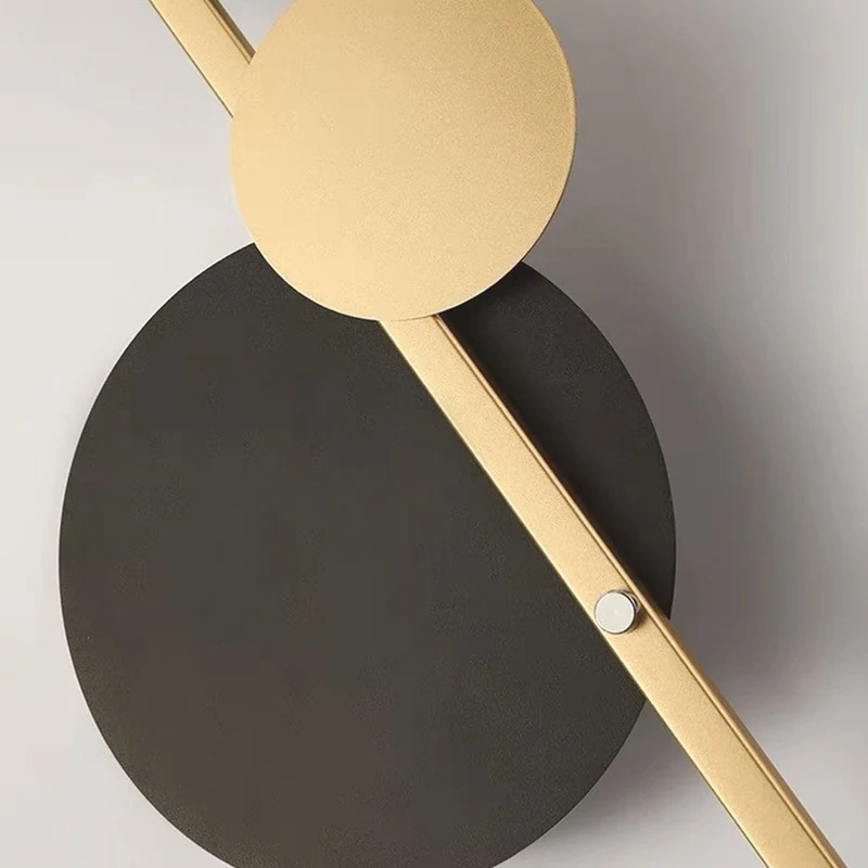 Wall Clock LED Light Modern Art Deco, Black & Gold