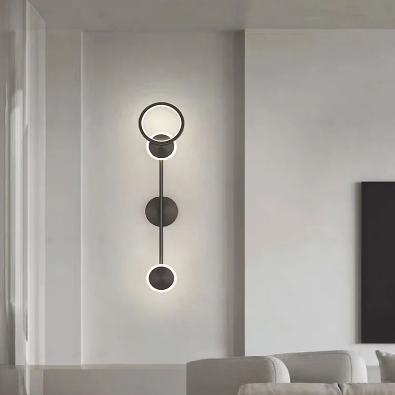 Wall Lamp Minimalist Copper LED for Bedroom, Black / Gold