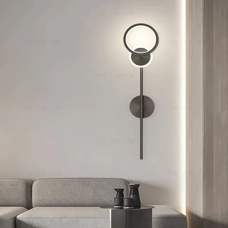 Wall Lamp Minimalist Copper LED for Bedroom, Black / Gold
