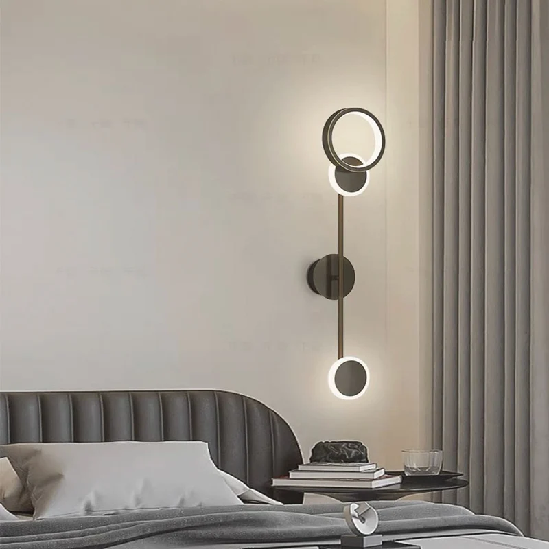 Wall Lamp Minimalist Copper LED for Bedroom, Black / Gold