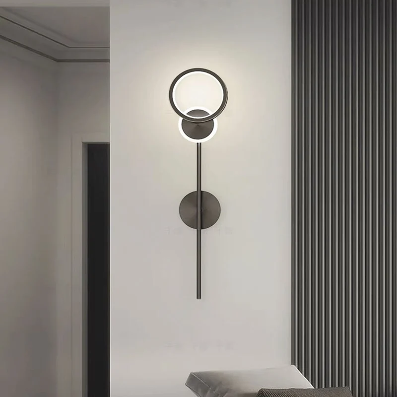 Wall Lamp Minimalist Copper LED for Bedroom, Black / Gold