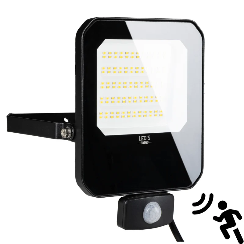 LED Flutlicht mit Sensor 50W 7000lm 4000K neutralweiß IP65 Schwarz - LED's Light