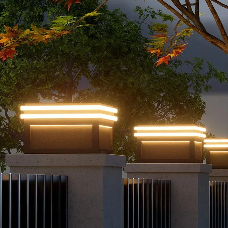 Quadratische Solar-Außenlampe aus Edelstahl – Hélion
