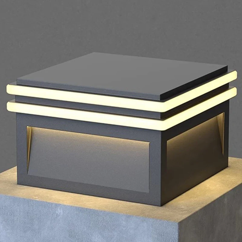 Quadratische Solar-Außenlampe aus Edelstahl – Hélion