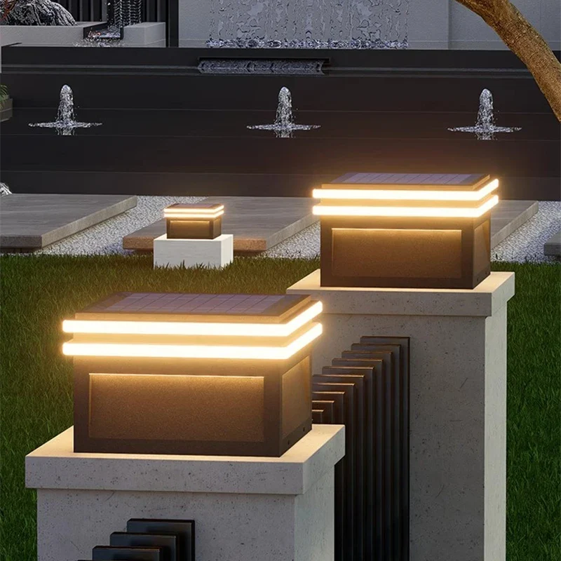 Quadratische Solar-Außenlampe aus Edelstahl – Hélion