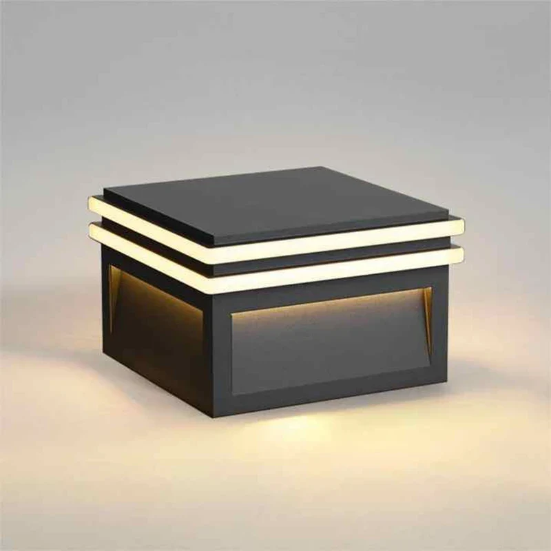 Quadratische Solar-Außenlampe aus Edelstahl – Hélion