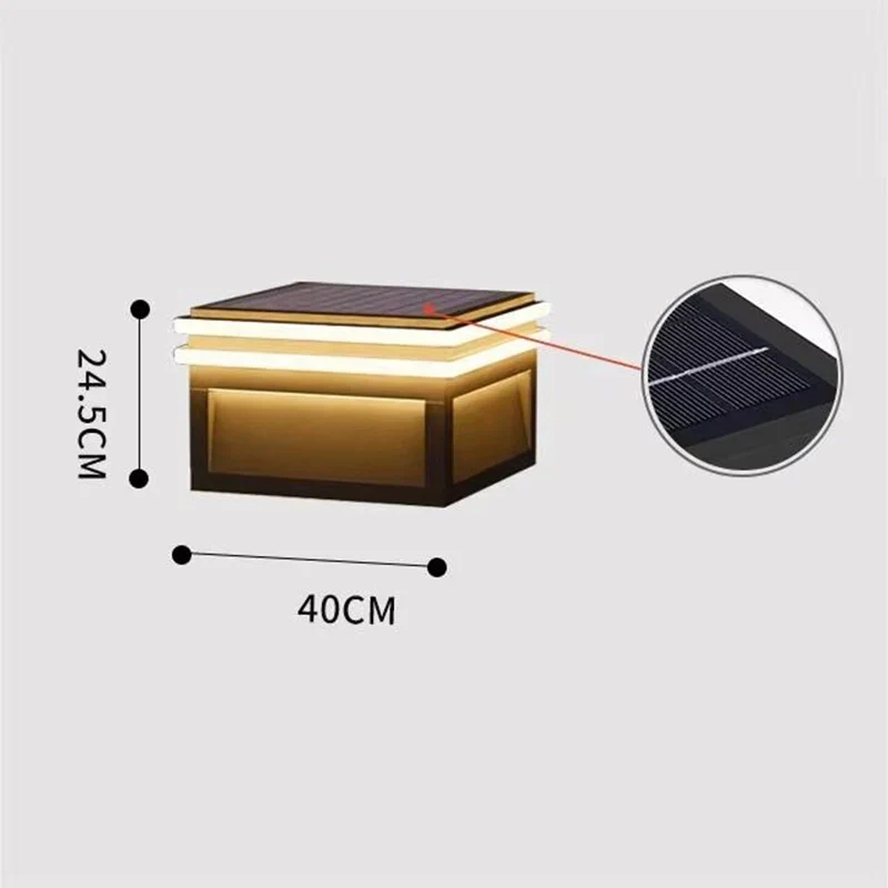 Quadratische Solar-Außenlampe aus Edelstahl – Hélion
