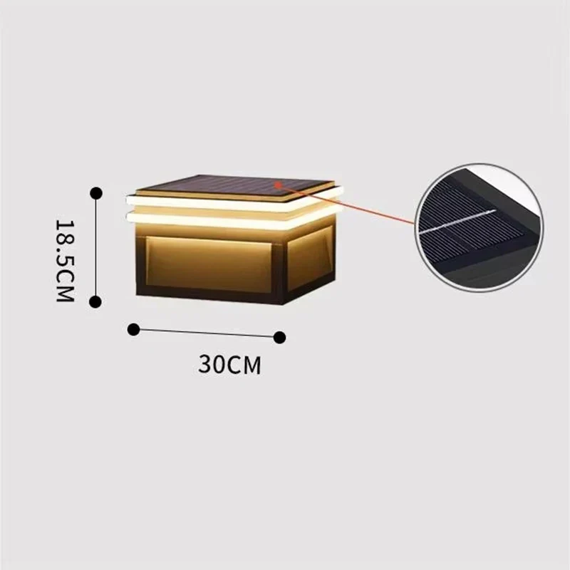 Quadratische Solar-Außenlampe aus Edelstahl – Hélion
