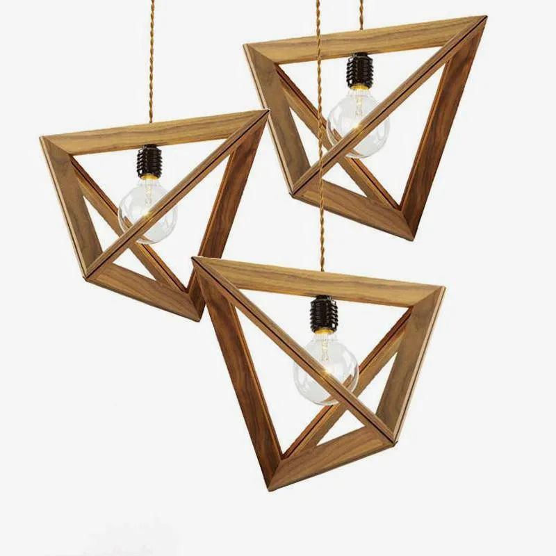 Pyramidenförmige Holz-Hängelampe für Wohnzimmer – Trigonéa