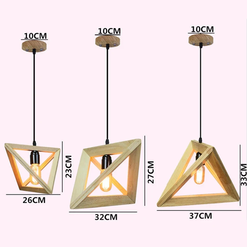 Pyramidenförmige Holz-Hängelampe für Wohnzimmer – Trigonéa