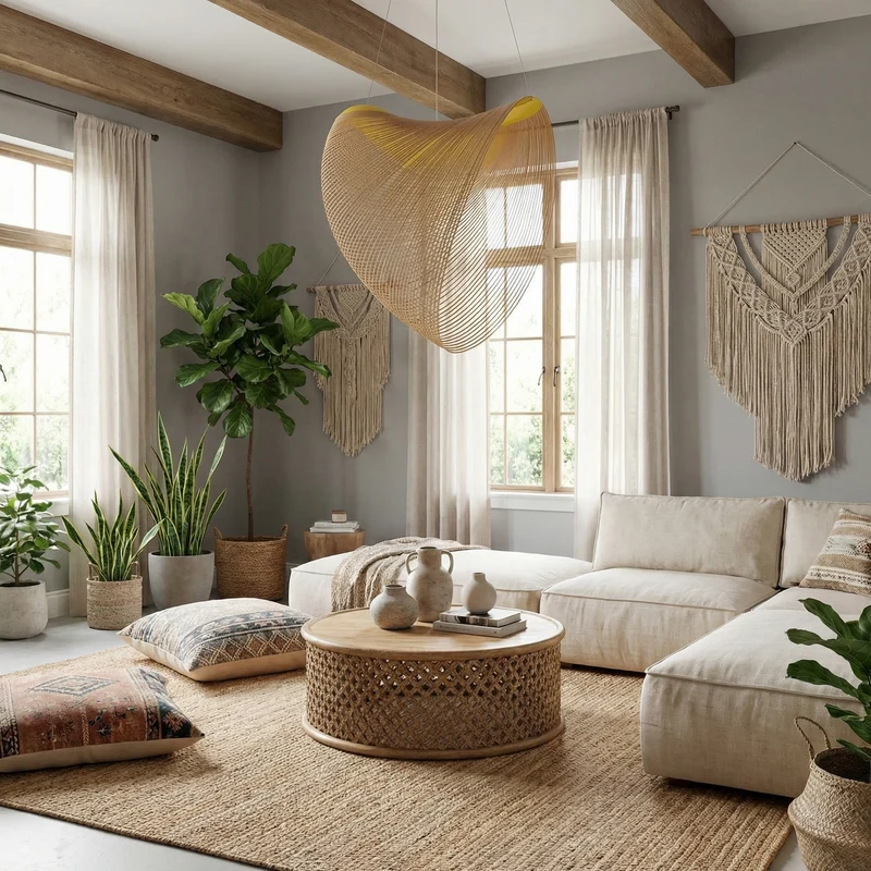 Elegante Bambus-Hängelampe für Wohnzimmer – Arboréa