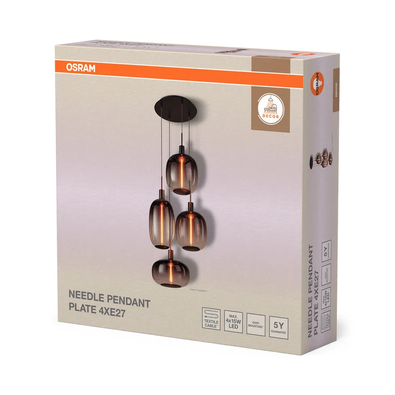 OSRAM DECOR Needle Plate Pendelleuchte 4xE27 Dunkelgrau
